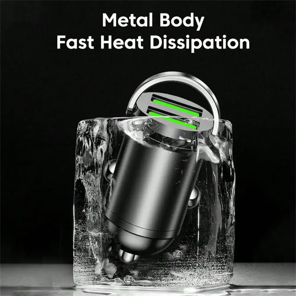 200W Mini Dual Ports USB Car Charger Fast Charging Car Phone Charger Adapter Compatible With IPhone USB Charger In Car