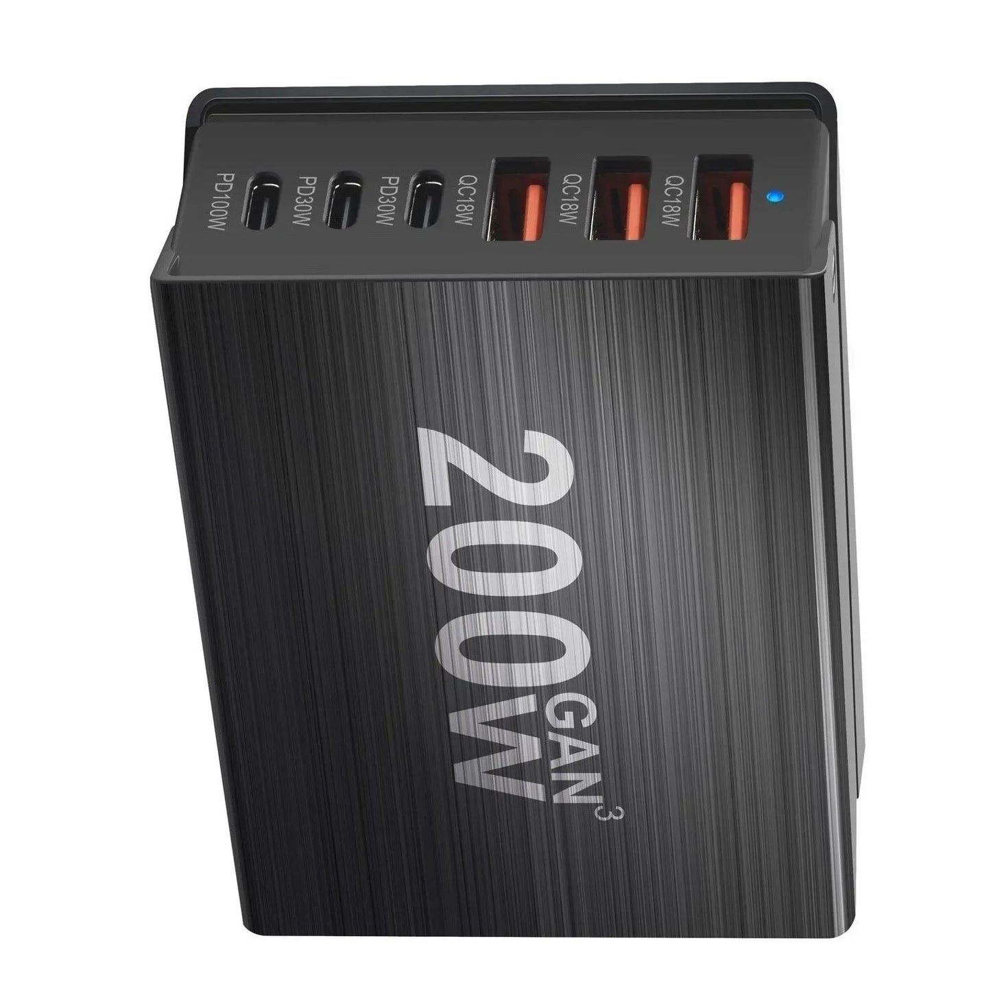 USB-C Fast Charning 200W 6-Port Charging Station Hub PD Charger for Phones and Tablets, Portable Design - Urbizia