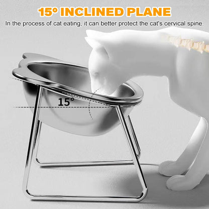 Stainless Steel Cat Bowl with Stand Anti Cervical Spondylosis Pet Raised Food and Water Dish for Cats and Dogs Dual Use Feeder