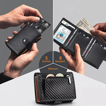 Pop Up Wallet with Coin Compartment RFID Protection Credit Card Holder Wallet for men