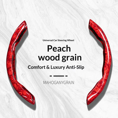 2pcs/3pcs Segmented Peach Wood Texture Universal Steering Wheel Cover Car Interior Accessories Practical Driving Tools Simple