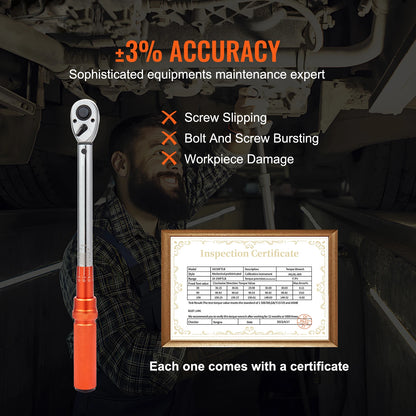SucceBuy Torque Wrench Set Drive Click Torque Wrench Dual-Direction Adjustable  Mechanical Dual Range Scales Torque Wrench Kit