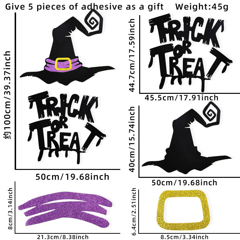 Halloween Door & Window Stickers – Skeleton Hand, Pumpkin, Ghost & Witch Hat DIY Decorations