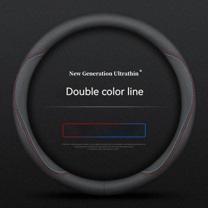 Full Leather Cover for All Seasons Auto Steering Wheel Cover Ultra-Thin Non-Slip Round Breathable Car Steering Wheel Protector