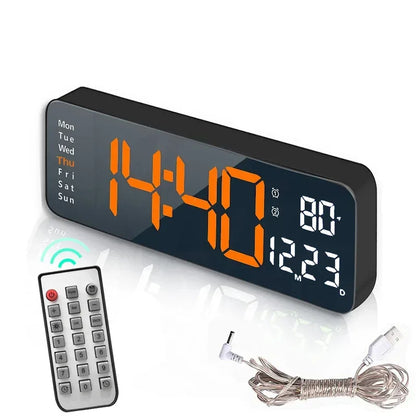 Smart Mute LED Electronic Wall Clock Modern Desk Clock Night Alarm Minimalist Thermometer Air Clock Home Decor For Living Room - Urbizia