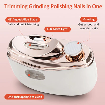 Electric Nail Clipper Cutter With LED Light Automatic Nail Grinder Trimmer For Baby Adult USB Mini Manicure Tools Nail Care