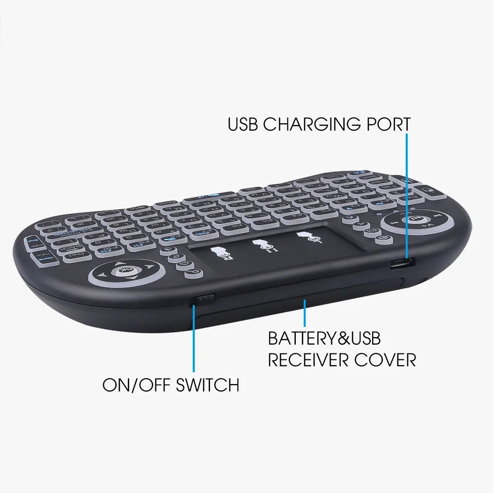 Air Mouse Backlit Mini Wireless Keyboard Azerty Spanish French Portuguese Russian Brazil Language With Touchpad N PC TV Box RGB