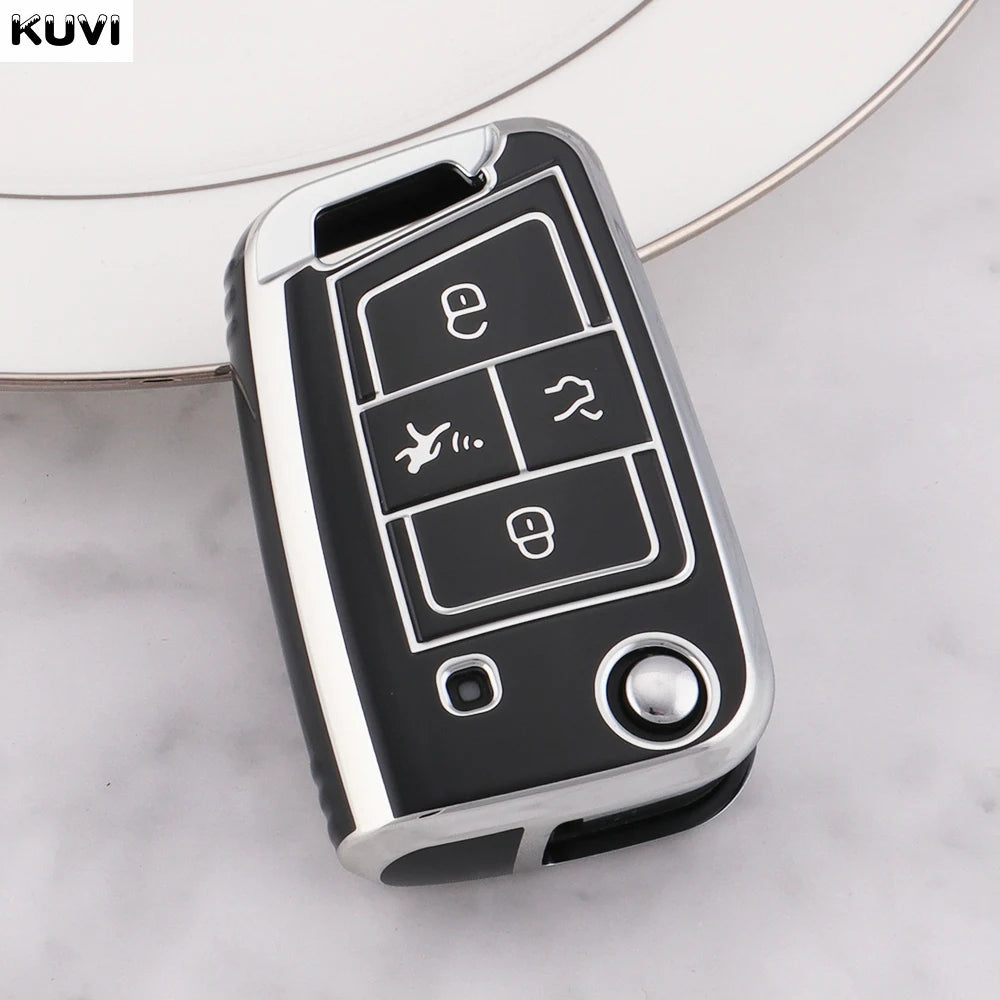 3 4 Buttons TPU Car Key Case Cover Fob For VW Volkswagen Golf 7 MK7 Tiguan MK2 For SEAT Ateca Leon FR 2 Ibiza For Skoda Octavia