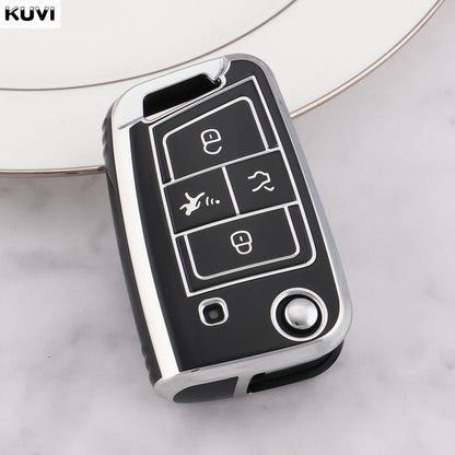 3 4 Buttons TPU Car Key Case Cover Fob For VW Volkswagen Golf 7 MK7 Tiguan MK2 For SEAT Ateca Leon FR 2 Ibiza For Skoda Octavia
