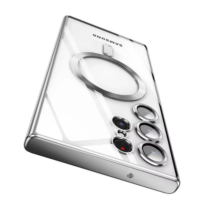 Luxury Plating Magnetic Clear Case For Samsung S26 S25 S24 S23 Ultra Plus S26 For Magsafe Wireless Charge Lens Protection Cover
