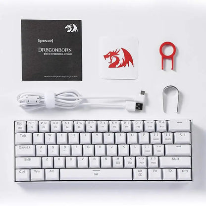 Redragon K630 Dragonborn Hot Swappable 60% Wired Vibrant RGB LED USB Gaming 61 Keys Compact Mechanical Keyboard Pro Software Cus