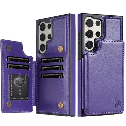 Wallet Magnetic Double Buckle RFID Blocking Card Slot Leather Case For Samsung Galaxy S26 Ultra S26 Plus Cover Bag Galaxy S26