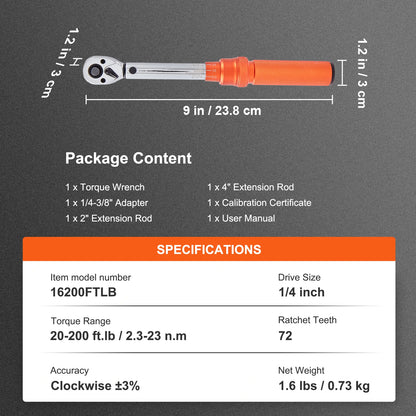 SucceBuy Torque Wrench Set Drive Click Torque Wrench Dual-Direction Adjustable  Mechanical Dual Range Scales Torque Wrench Kit
