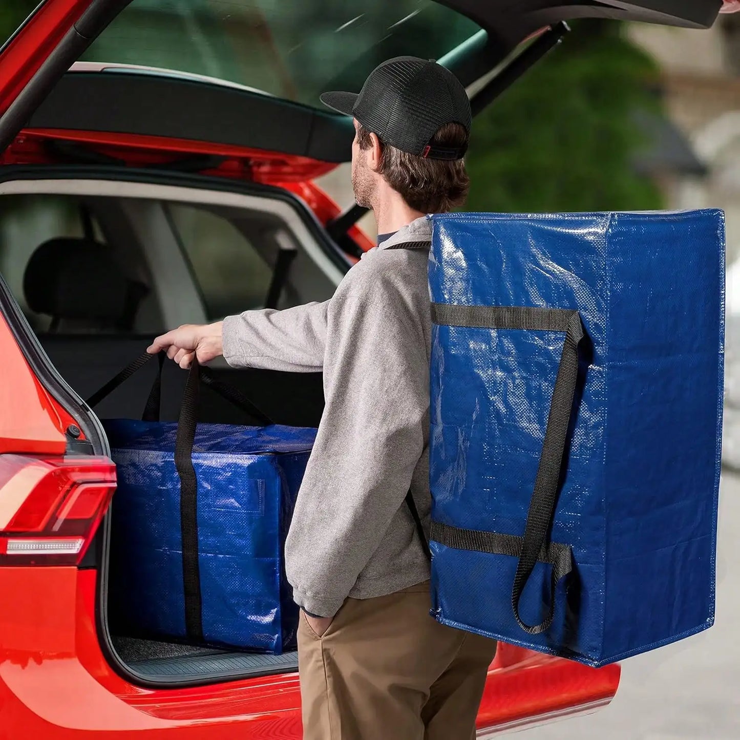 Heavy Duty Moving Bags Or Storage Bag – Large Moving Boxes With Backpack Straps, Zippers & Handles – Perfect For Moving, College Dorm, Traveling, Camping, Christmas Decorations, 6 Pack.