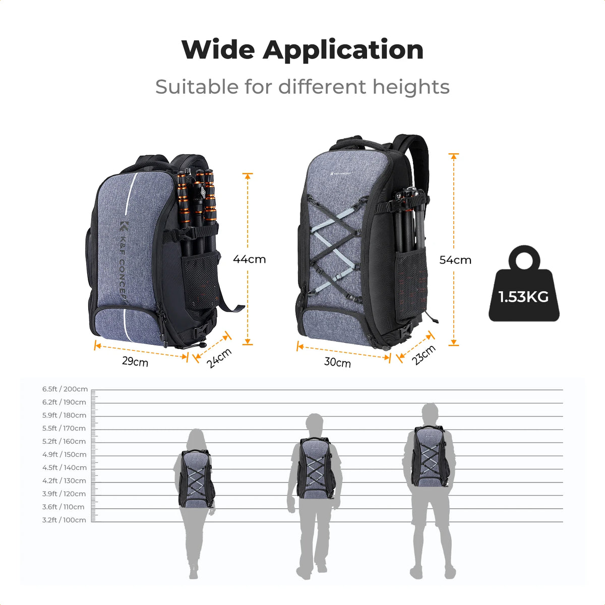 K&F CONCEPT 32L/25L Large Camera Backpack for Canon Sony DJI DSLR/SLR Camera Bag Case 15" Laptop with Tripod Strap and Raincover