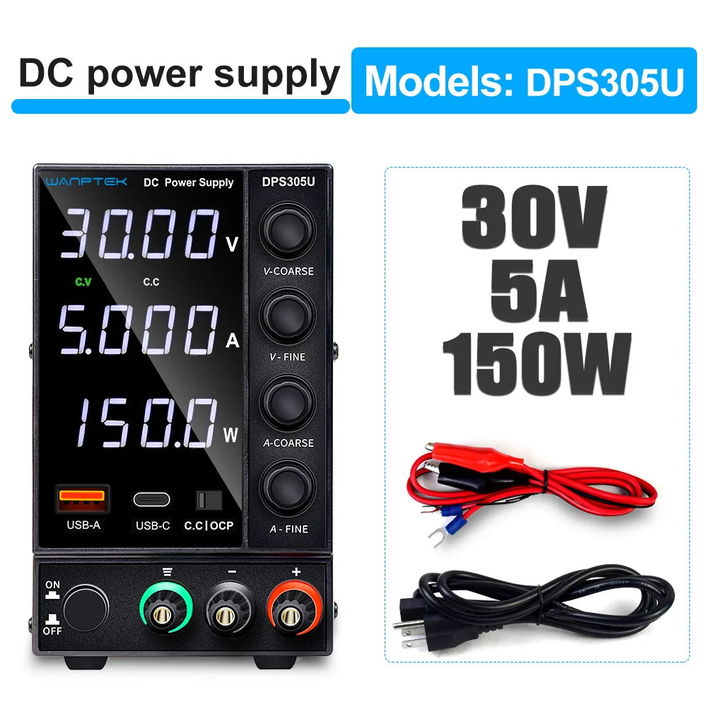 Wanptek Adjustable DC Power Supply 30V 5A 10A 60V 120V 3A Laboratory Bench Power Source Switching Stabilized LCD Power Supply Regulator