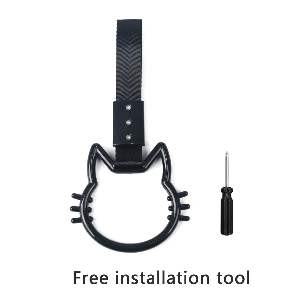 JDM Auto Accessories Cat Tsurikawa Ring Handle Hand Strap Loops Bumper Bus Car Drift Charm Warning Tag