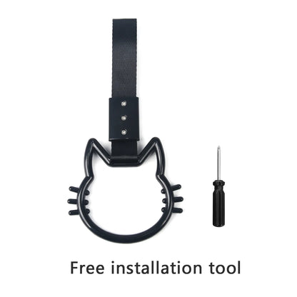 JDM Auto Accessories Cat Tsurikawa Ring Handle Hand Strap Loops Bumper Bus Car Drift Charm Warning Tag