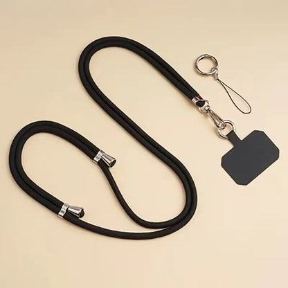 Universal Adjustment Phone Lanyard Solid Color Polyester Necklace Strap Long Hanging Rope With Clip Anti-Lost Crossbody Lanyard
