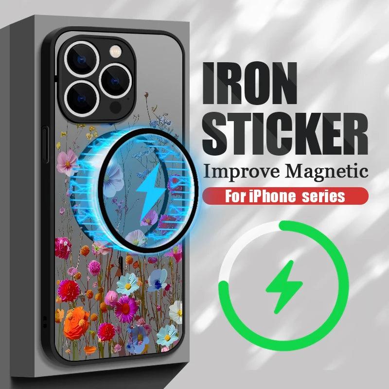 Translucent Matte Floral MagSafe Case for iPhone Series