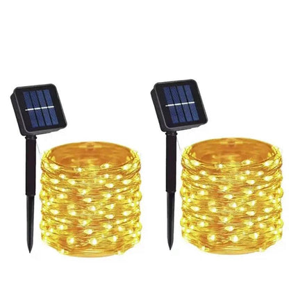 Solar Fairy Light String Outdoor Waterproof LED String Light Garden Tree Decoration Wireless Light String Warm Light  Atmosphere