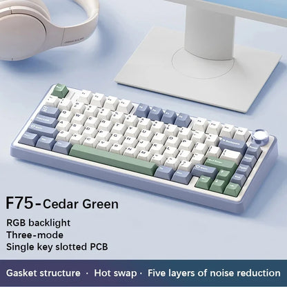 AULA F75 2.4G Wireless/Bluetooth/Wired Gaming Mechanical Keyboard RGB Customized 75% Layout OEM Profile Gasket Structure