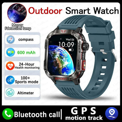New Military GPS Smart Watch Men Flashlight Compass Waterproof 600mAh Battery Outdoor Sport Tracker Bluetooth Call Smartwatch - Urbizia