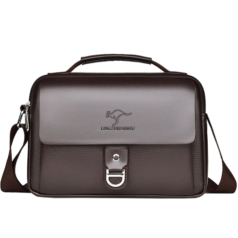Premium Quality Leather Crossbody Bag, Men's Stylish Shoulder Handbag with Secure Buckle, Great for Business Trips