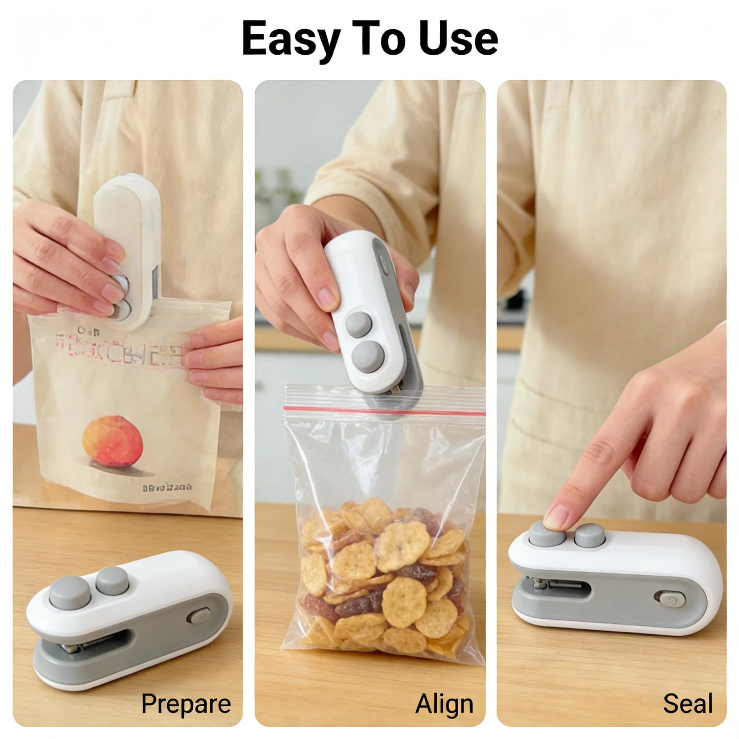 Rechargeable 2-in-1 Mini Heat Sealer With Cutter Portable Bag Sealer For Food Snacks Kitchen Storage