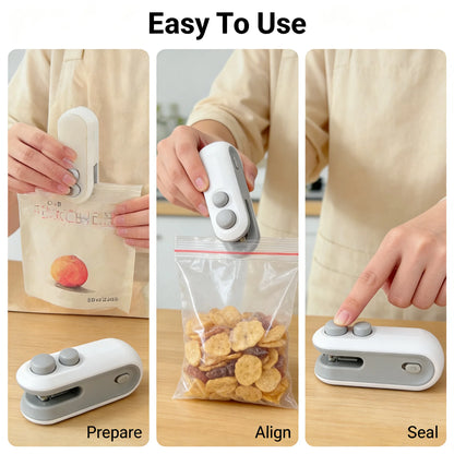 Rechargeable 2-in-1 Mini Heat Sealer With Cutter Portable Bag Sealer For Food Snacks Kitchen Storage