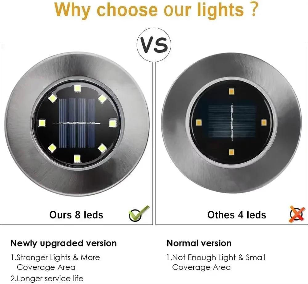 4 Pcs 8LED Solar Power Disk Light Outdoor Garden Solar Underground Light Deck Light Spotlight Buried Solar Led Lamp