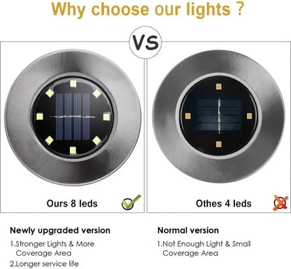 4 Pcs 8LED Solar Power Disk Light Outdoor Garden Solar Underground Light Deck Light Spotlight Buried Solar Led Lamp