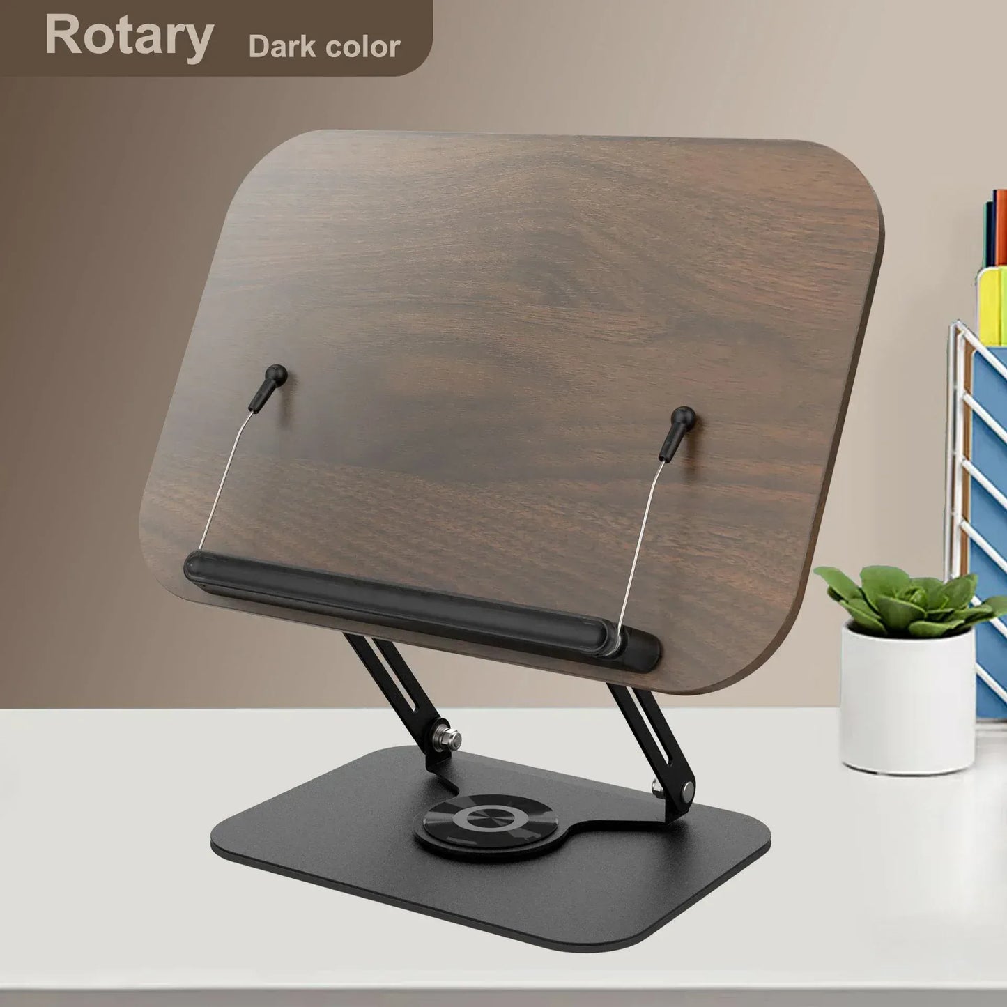 NEW Book Stand for Reading Adjustable Book Holder with 360° Rotating Base Elastic Page Clips Foldable Desktop Riser Stand - Urbizia