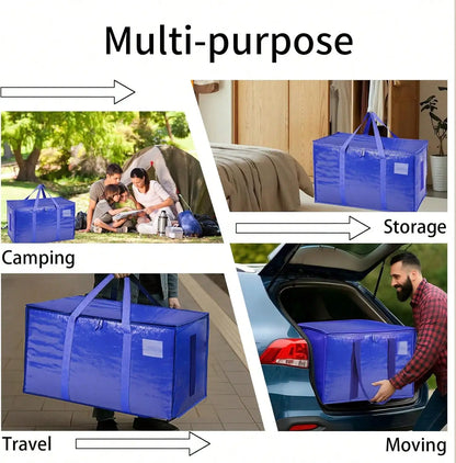 6 Pack Extra Large Moving Bags With Zippers & Carrying Handles, Heavy-Duty Storage Tote Moving Boxes For Space Saving