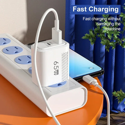 65W GaN Fast Charging USB Type C Charger US EU Plug PD 3.0 Quick Charge Travel Wall Charger For Phone Adapter For iPhone Samsung - Urbizia