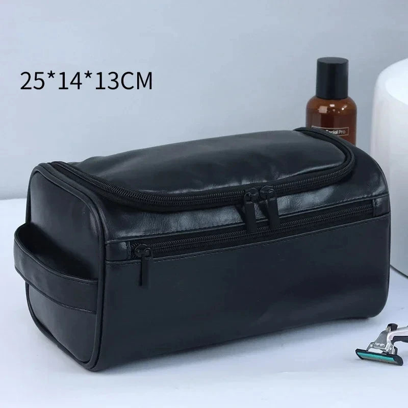 Men PU Vintage Luxury Toiletry Bag Travel Necessary Business Cosmetic Makeup Cases Male Hanging Storage Organizer Wash Bags