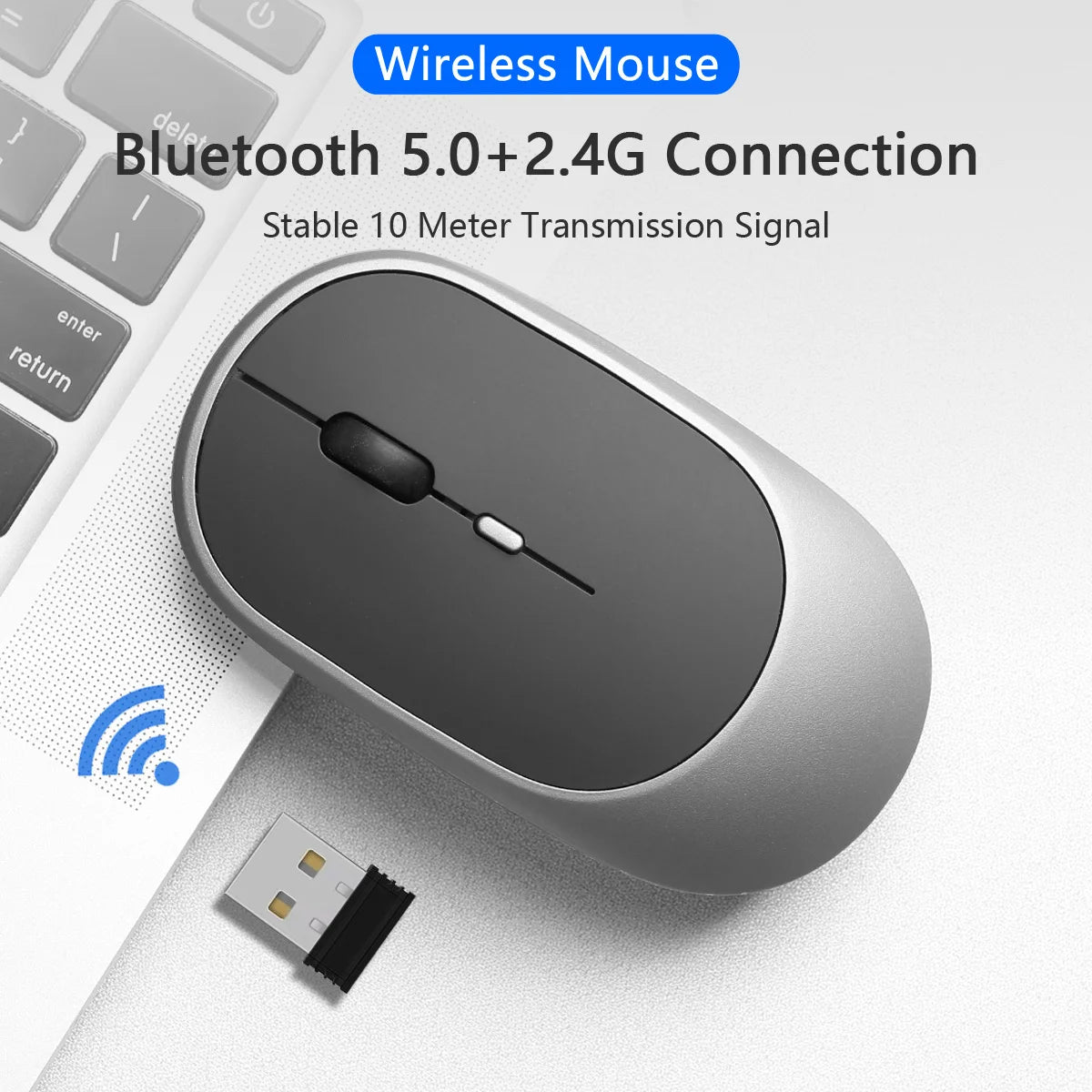 Wireless Mouse Bluetooth-compatible 2.4G Computer Mice Portable Rechargeable Dual mode Mouse for iPad Laptop Desktop Huawei/Mac