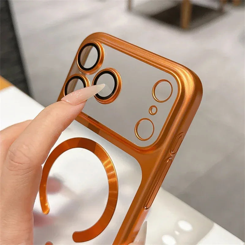 Luxury Matte Magnetic Transparent MagSafe iPhone Case