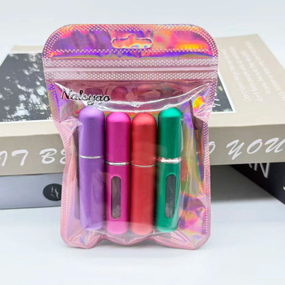 4pcs 5ml Mini Refillable Perfume Atomizer Aluminum Perfume Bottle Portable Perfume Spray Bottle Travel Parfume Mini Bottle