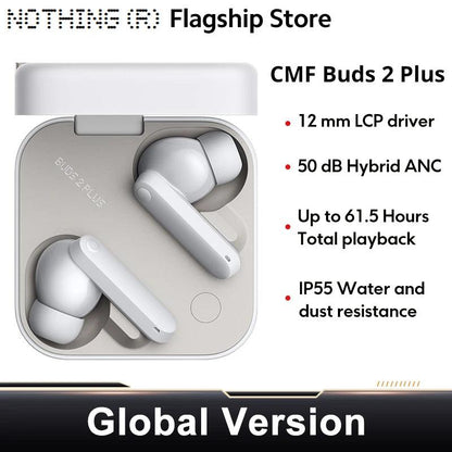 Nothing Buds 2 Plus CMF by New Global version 50dB Hybrid ANC Earbuds Long Battery Hi-Res Audio IP55 Bluetooth-Compatible