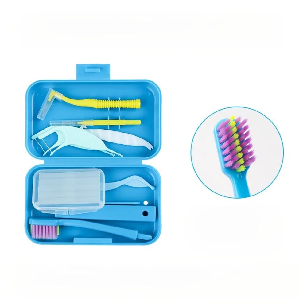 Travel Portable Orthodontic Oral Dental Cleaning Kit Foldable Toothbrush Orthodontic Wax Interdental Brush Oral Cleaning Care