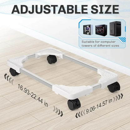 Adjustable Mobile PC Tower Stand with Wheels under Desk CPU Holder Adjustable Stable Mobile Computer Host Stand for Home Office - Urbizia