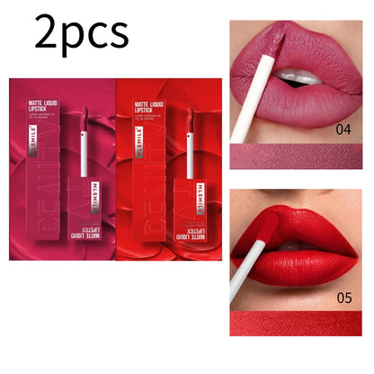 MLSMILE 6-Color Velvet Matte Lip Gloss – Long-Lasting & Waterproof