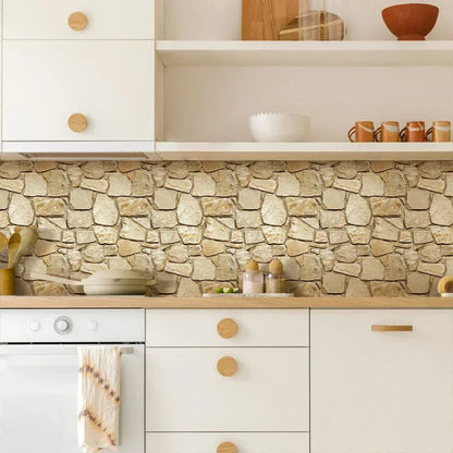 3D Tile Stickers, 3D Faux Stone Textures, Matte, 30cm x 30cm, Water and Mold Resistant, for Living Room, Kitchen Wall Update - Urbizia