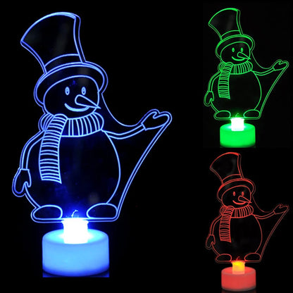 LED Mini Night Snowman Flash Lamp