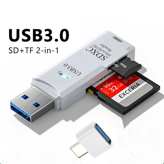 2-in-1 USB 3.0 SD & TF Card Reader High-Speed Adapter