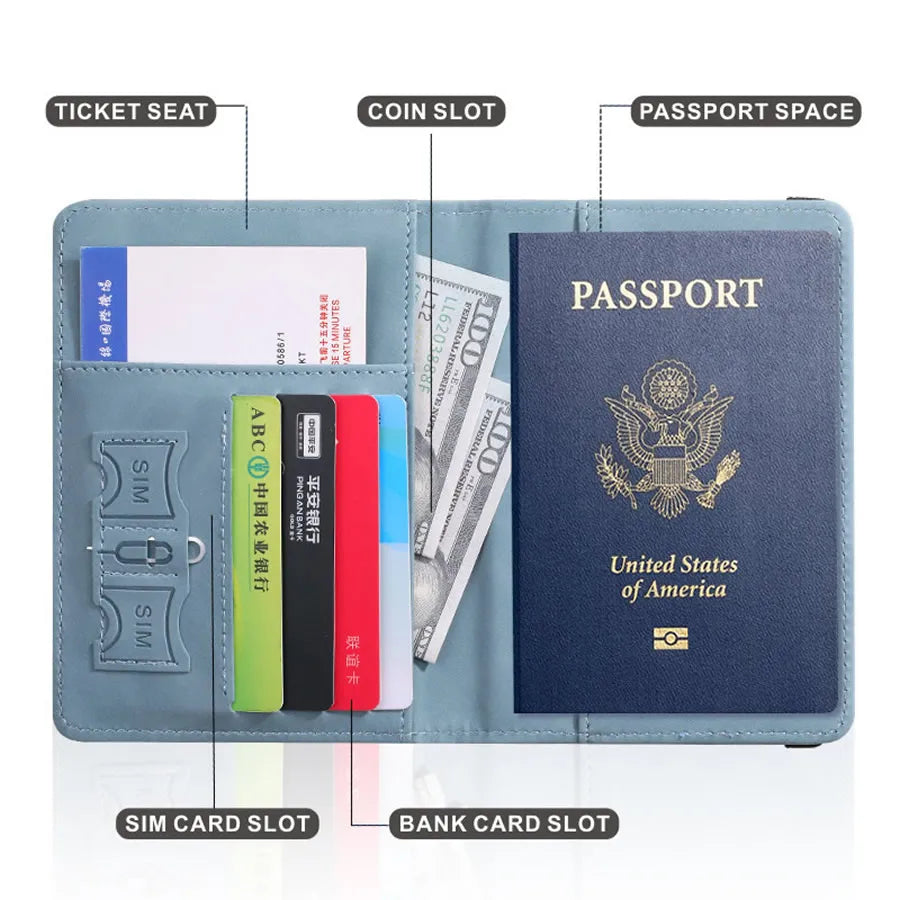 RFID Blocking Passport Holder PU Leather Anti-magnetic Travel Wallet Card Case Travel Accessories 6 Colors Optional