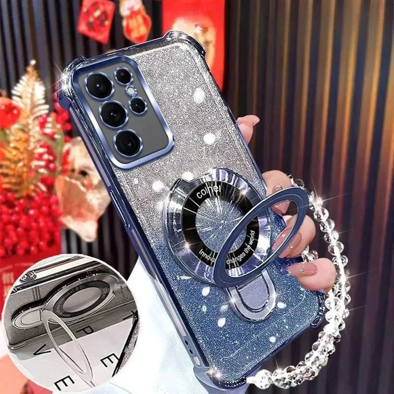 Samsung Glitter Magnetic Bracelet Shockproof Case Cover
