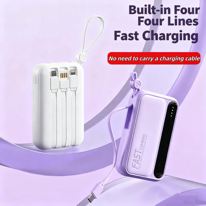 120W Fast Charging Power Bank with Built-in Cables