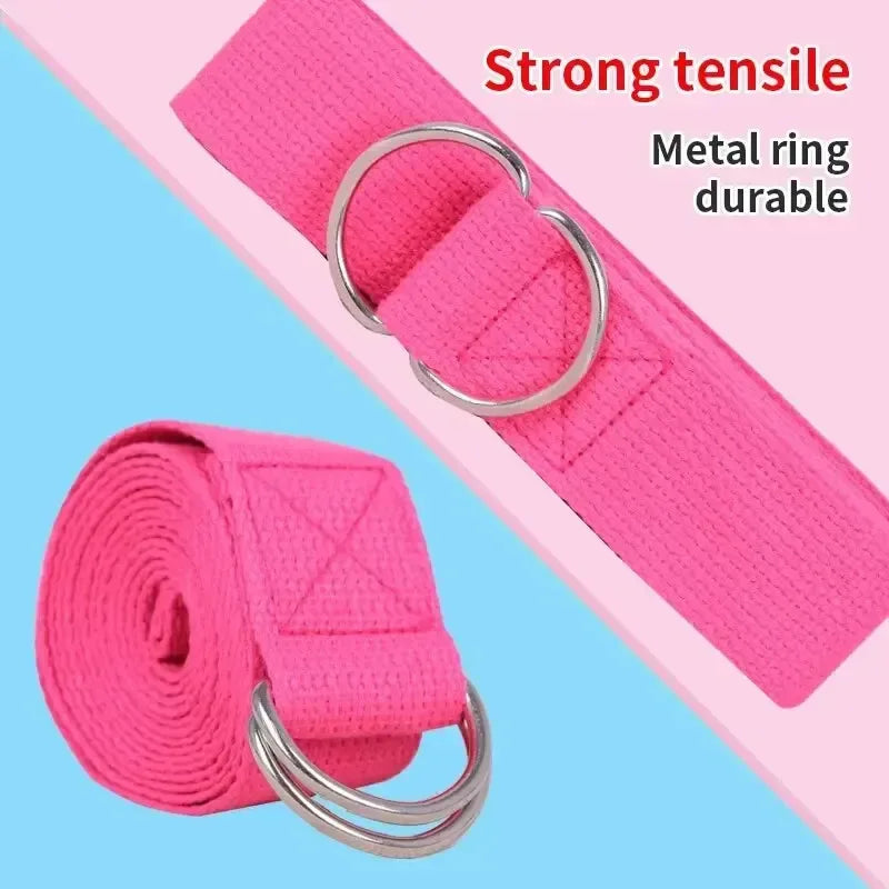 1Pc Yoga Strap For Yoga Pilates Ballet Dance With Adjustable D-Ring Buckle Cotton Yoga Belt For Fitness Daily Stretching - Urbizia